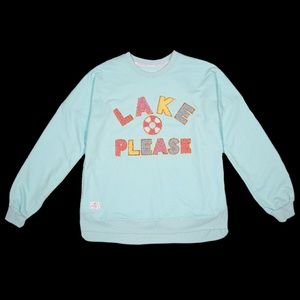 New SIMPLY SOUTHERN SPARKLE LAKE PLEASE LONG SLEEVE JERSEY CREW T-SHIRT